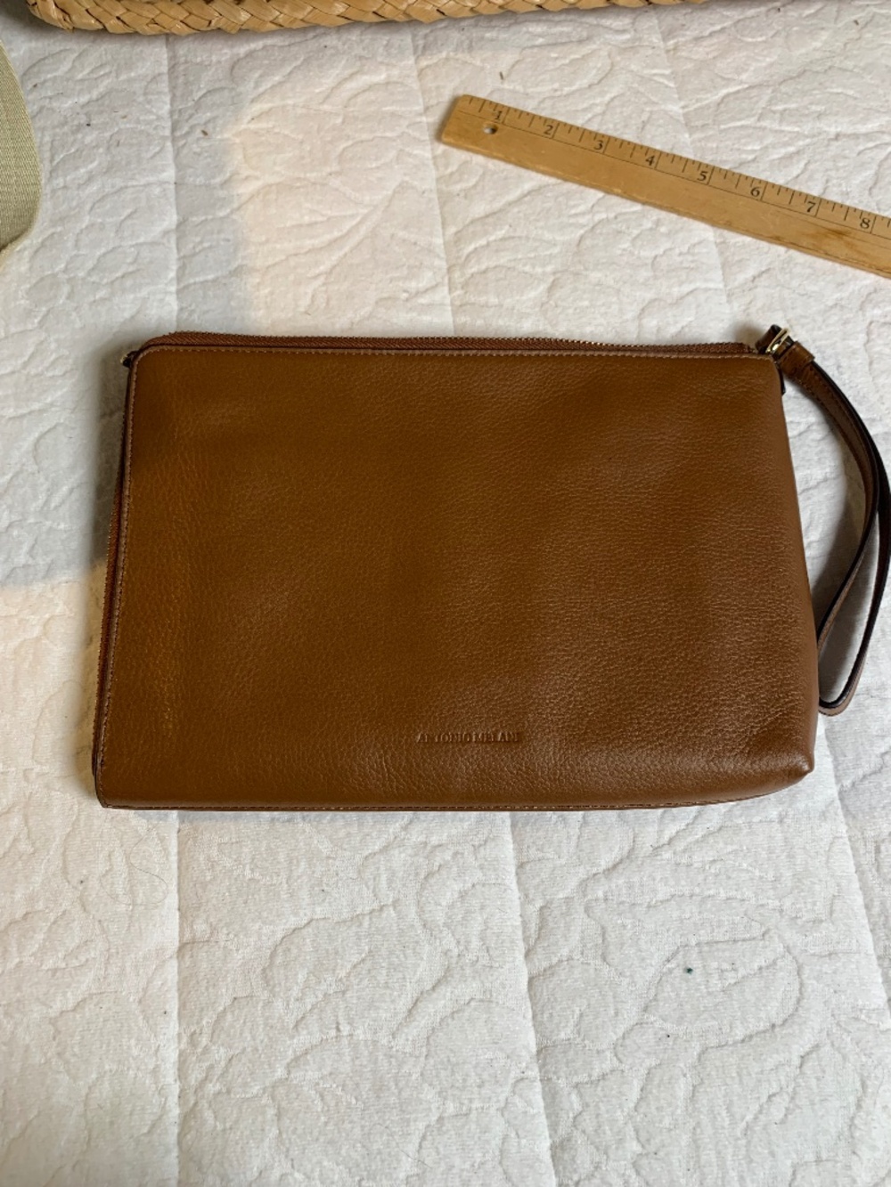 Antonio Melani soft pebbled brown tan leather wallet/wristlet NWOT